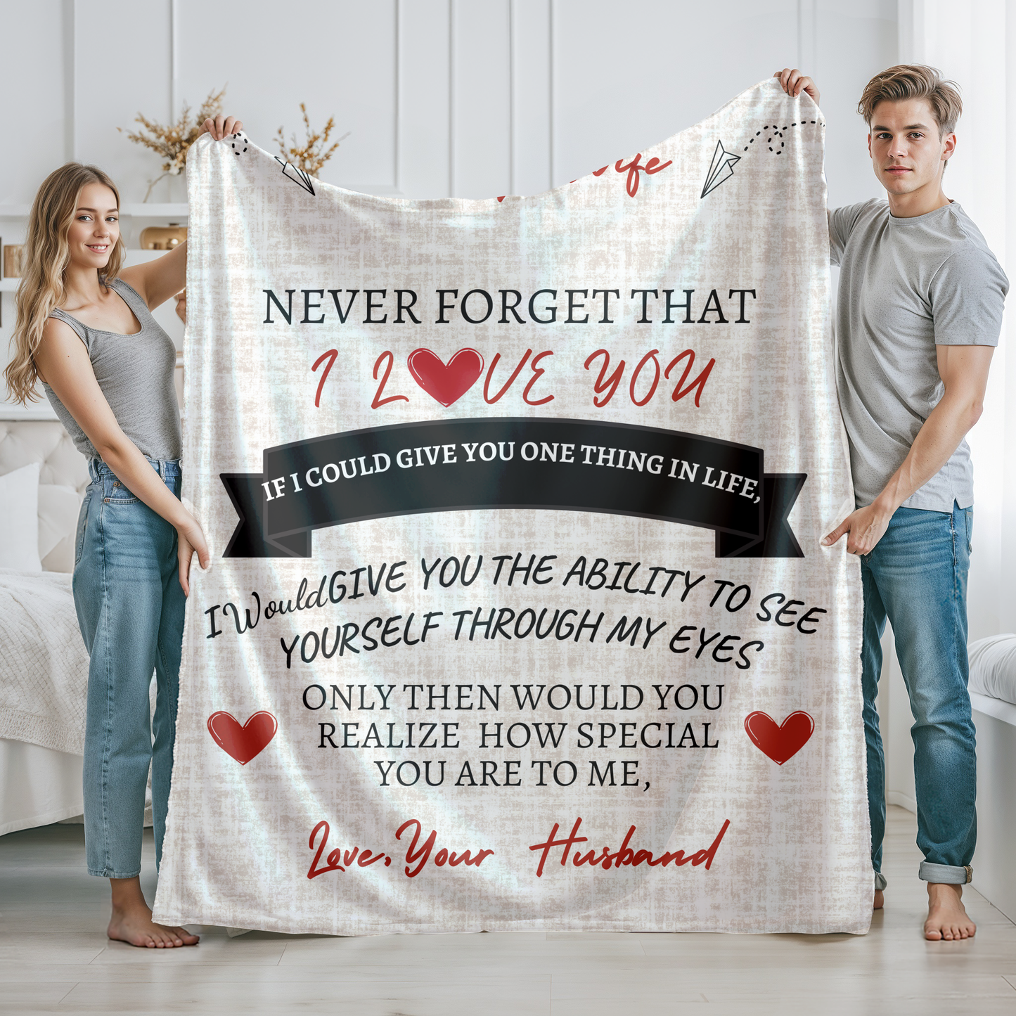To My Wife Blanket I Paper Plane Blanket