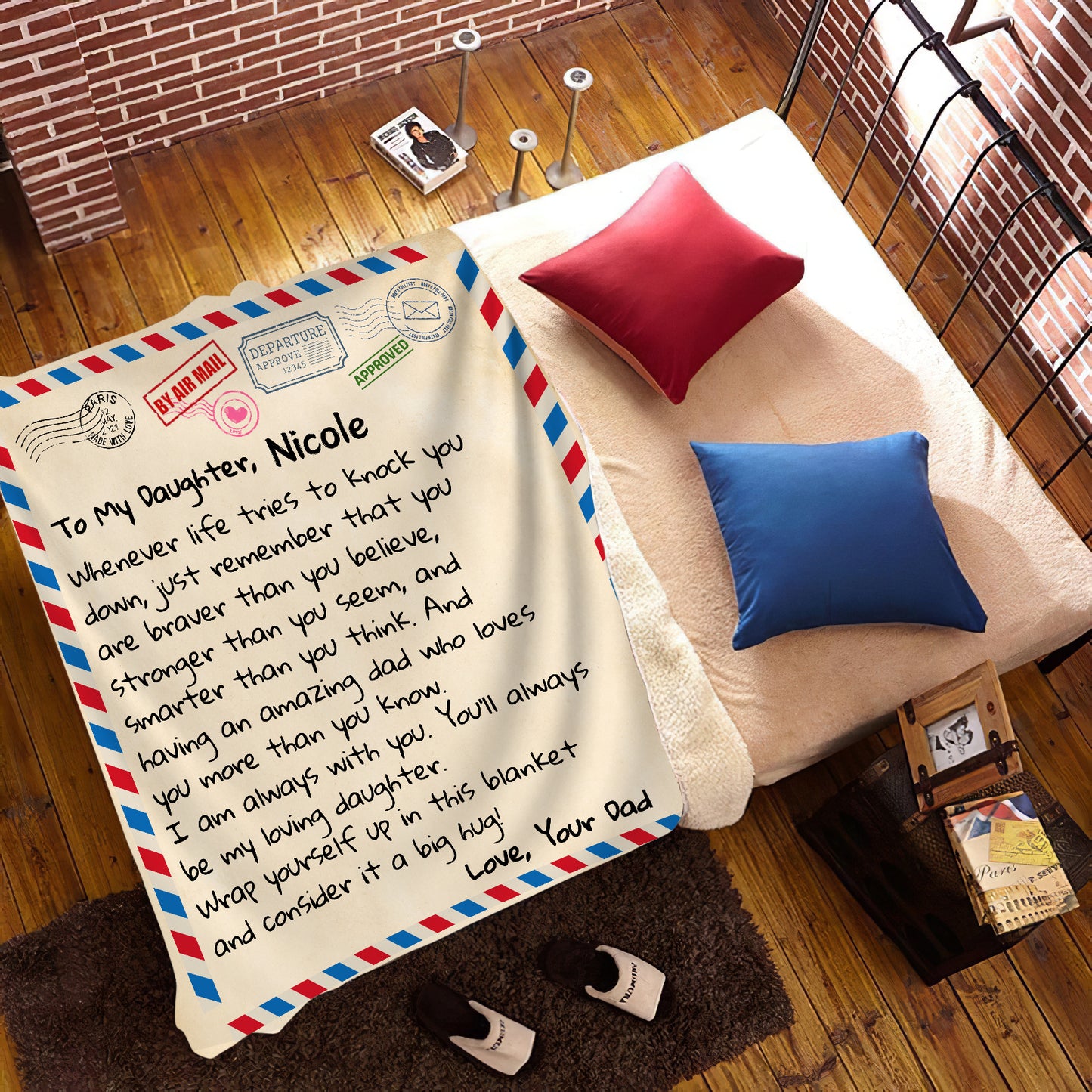 To My Daughter I Love Dad I Letter Blanket