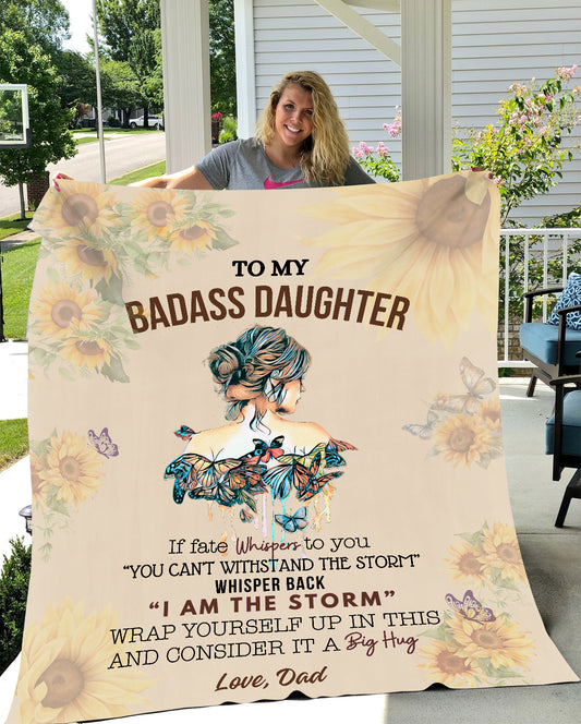 To My Badass Daughter Blanket