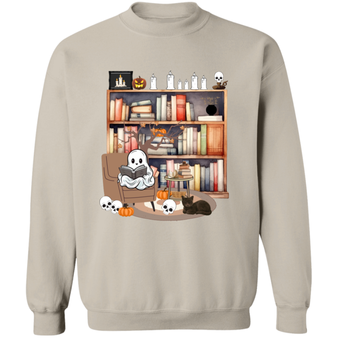 Ghost Reading Books Sweater, Bookish Halloween Sweatshirt, Halloween Teacher Gift, Librarian Halloween Hoodie, Ghost Crewneck (4) Retro Ghost Reading Books Sweatshirt