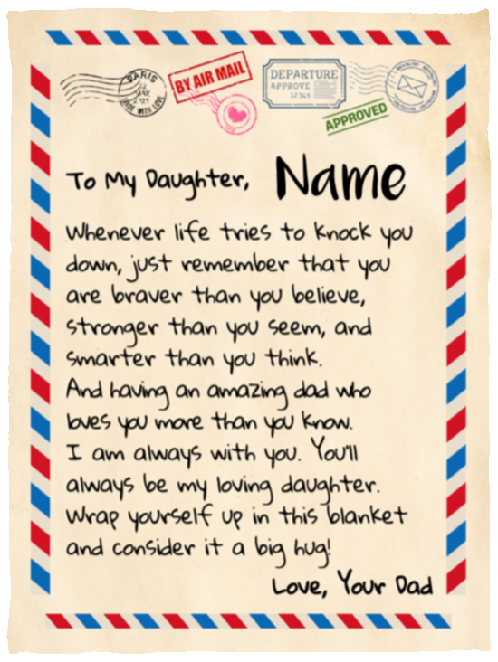 To My Daughter I Love Dad I Letter Blanket