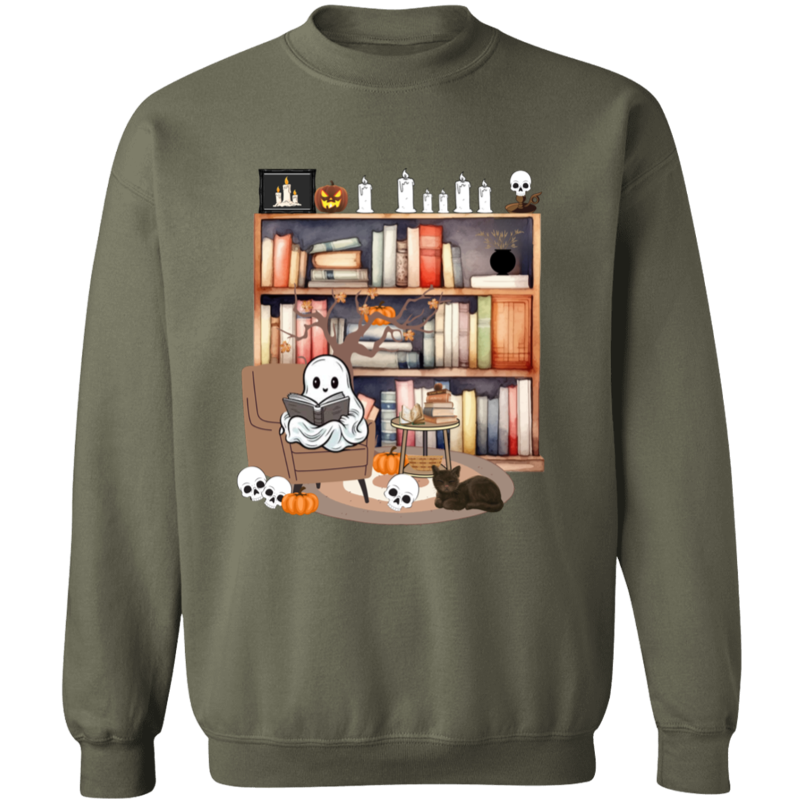 Ghost Reading Books Sweater, Bookish Halloween Sweatshirt, Halloween Teacher Gift, Librarian Halloween Hoodie, Ghost Crewneck (4) Retro Ghost Reading Books Sweatshirt