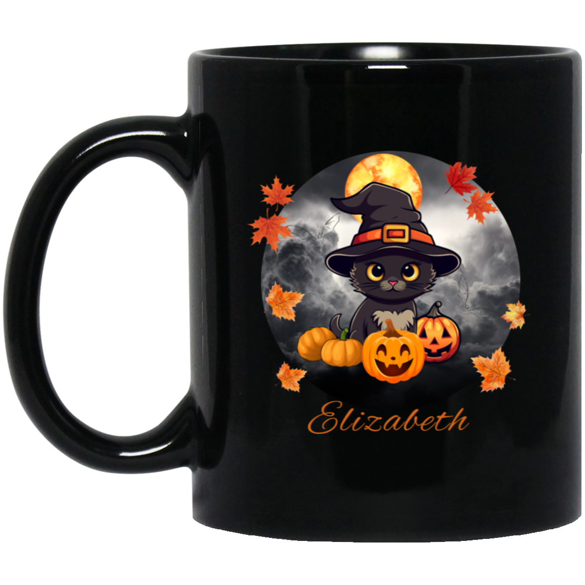 Personalized Black Cat Halloween Mug